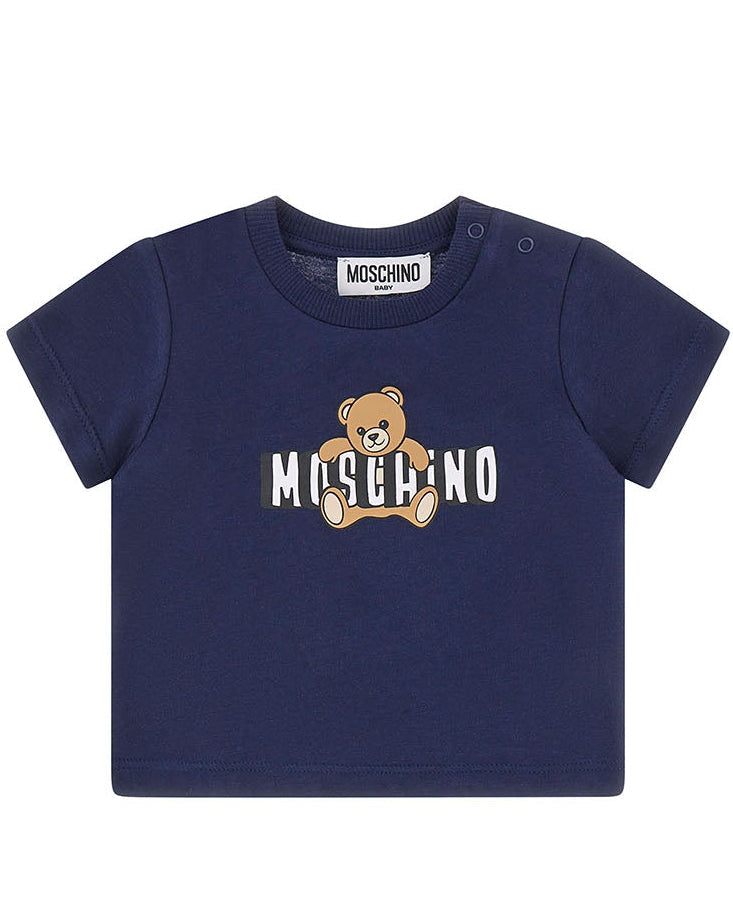 T-shirt neonato Moschino Kids blu in cotone