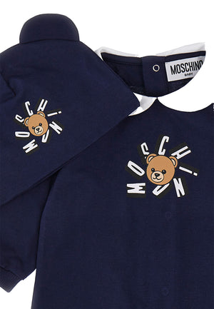 Coordinato neonato Moschino kids blu in cotone