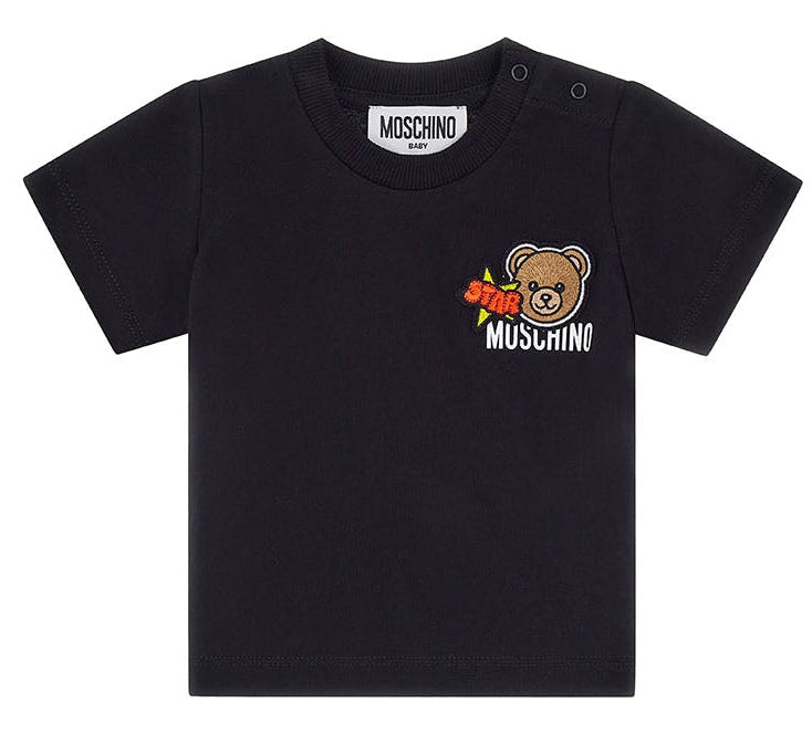 T-shirt bambino Moschino Kids nera in cotone