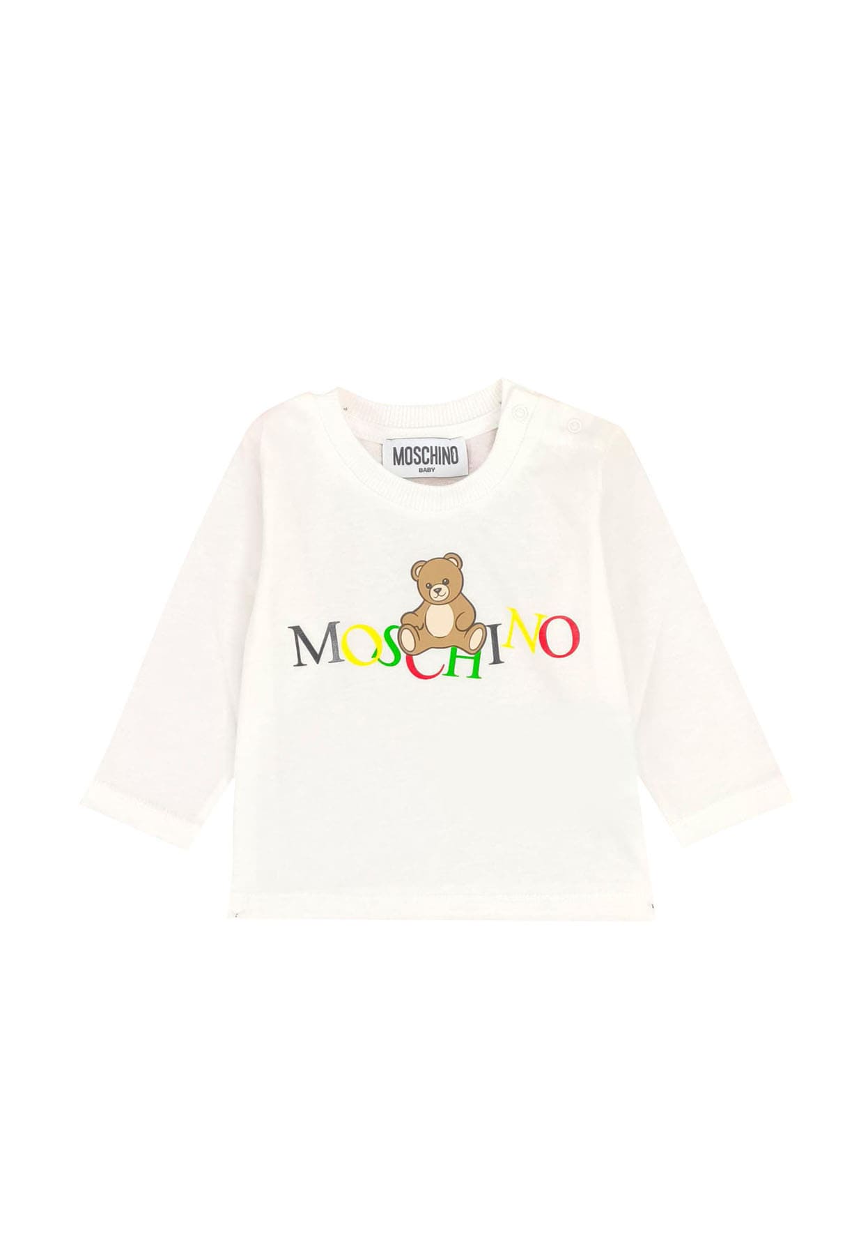 T-shirt neonato Moschino Kids bianca in cotone | ViaMonte Shop