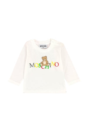 T-shirt neonato Moschino Kids bianca in cotone | ViaMonte Shop