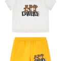 Completo neonato Moschino Kids bianco/giallo in cotone | ViaMonte Shop