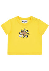 T-shirt neonato Moschino Kids gialla in cotone