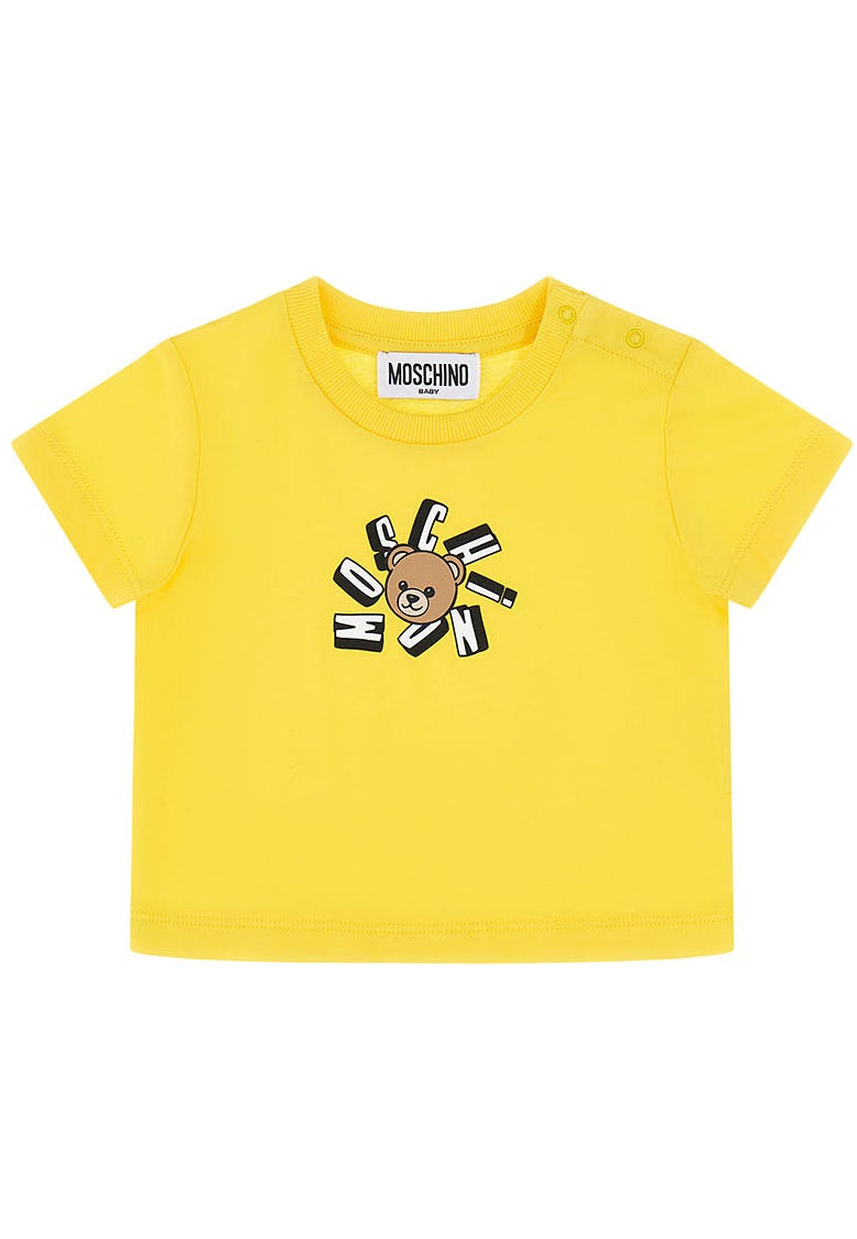 T-shirt neonato Moschino Kids gialla in cotone