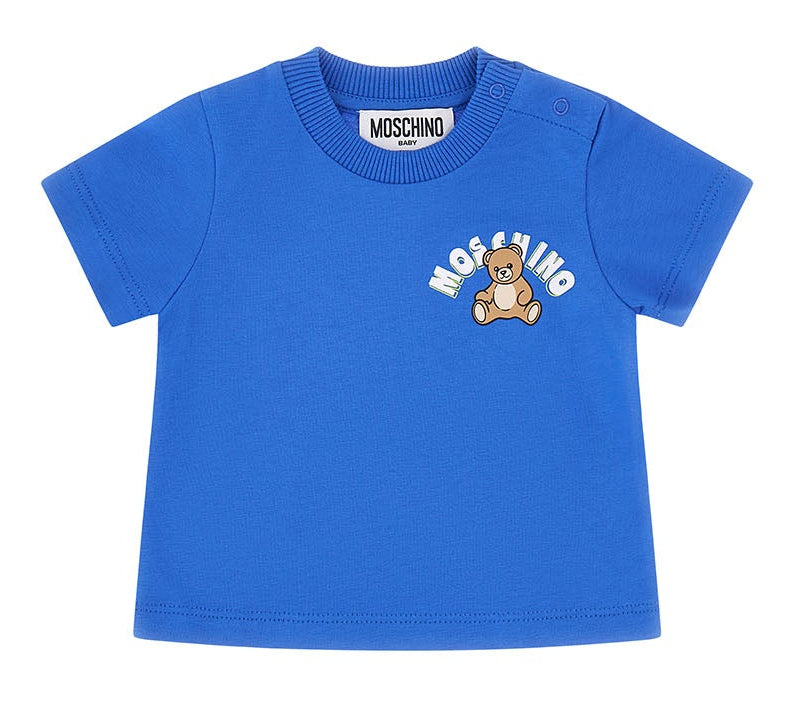 T-shirt bambino Moschino Kids bluette in cotone