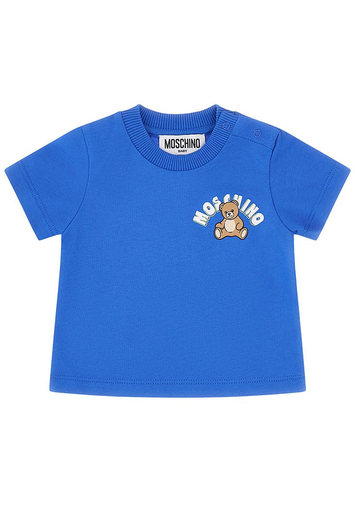 T-shirt neonato Moschino Kids bluette in cotone