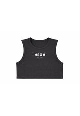 Top bambina MSGM nero in jersey di cotone