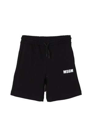 Bermuda bambino MSGM nero in cotone | ViaMonte Shop