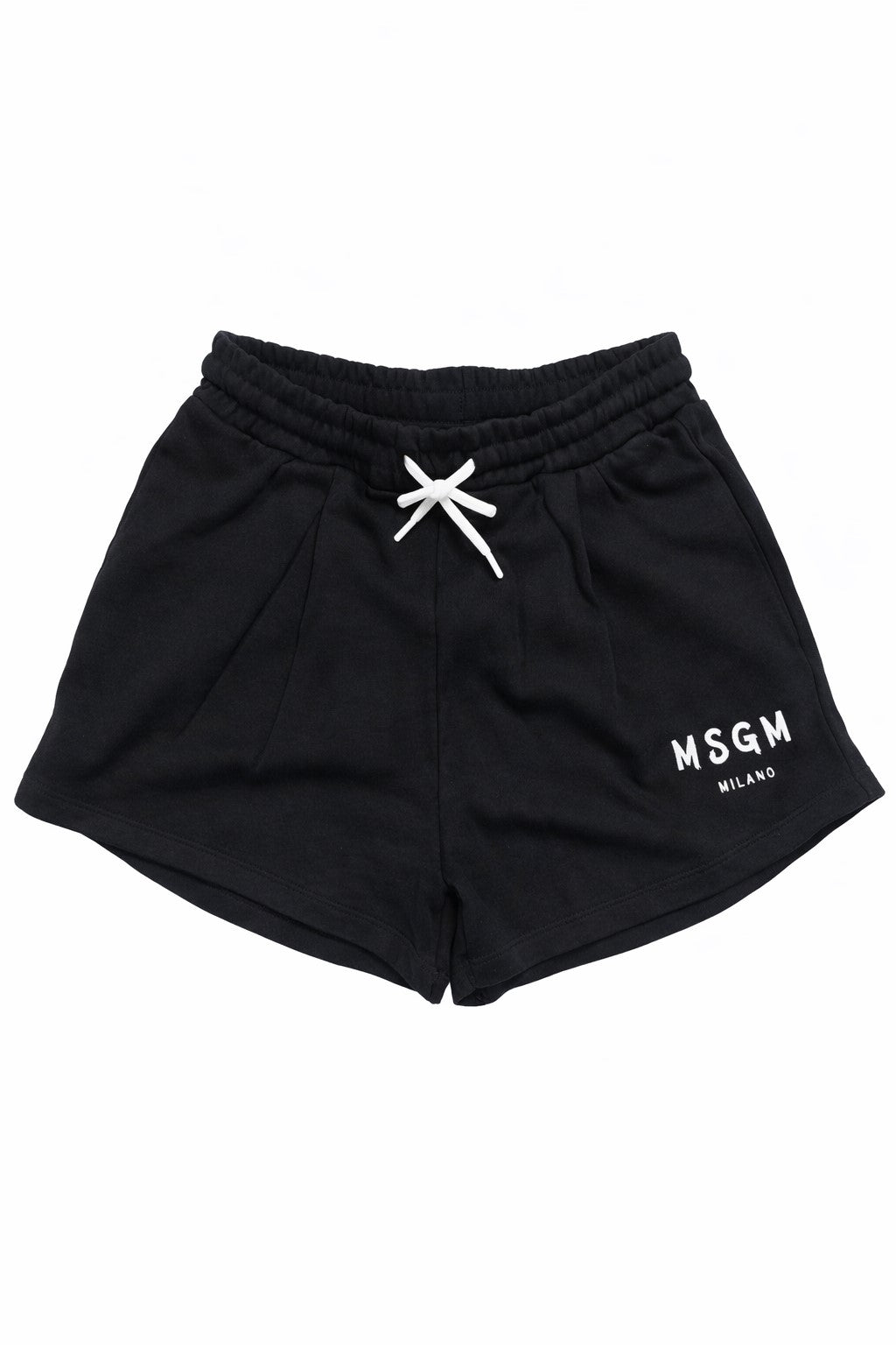 Shorts bambina MSGM nero in felpa di cotone | ViaMonte Shop