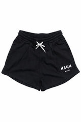 Shorts bambina MSGM nero in felpa di cotone | ViaMonte Shop