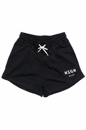 Shorts bambina MSGM nero in felpa di cotone | ViaMonte Shop