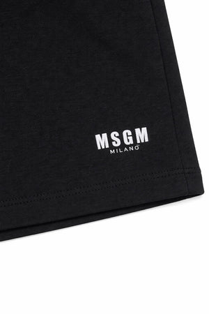 Bermuda bambino MSGM nero in felpa di cotone