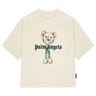 T-shirt bambino Palm Angels avorio in jersey di cotone | ViaMonte Shop