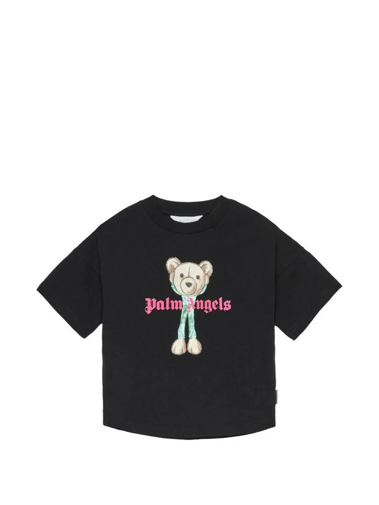 T-shirt bambino Palm Angels nera in jersey di cotone | ViaMonte Shop
