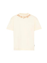 T-shirt bambino Palm Angels avorio in cotone | ViaMonte Shop