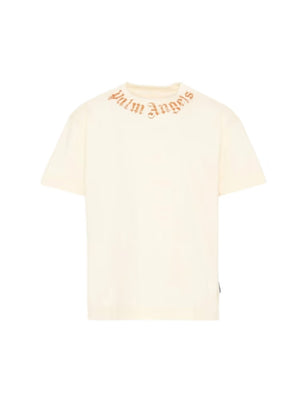 T-shirt bambino Palm Angels avorio in cotone | ViaMonte Shop