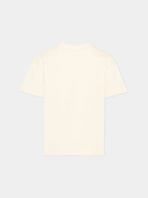 T-shirt bambino Palm Angels avorio in jersey di cotone | ViaMonte Shop