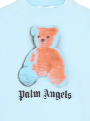 T-shirt bambino Palm Angels azzurra in jersey di cotone | ViaMonte Shop