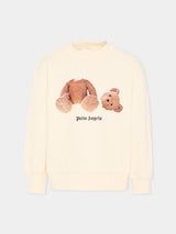 Felpa bambino Palm Angels avorio in cotone | ViaMonte Shop