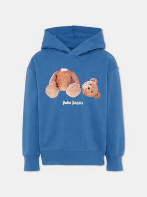 Felpa bambino Palm Angels blu avio in cotone | ViaMonte Shop