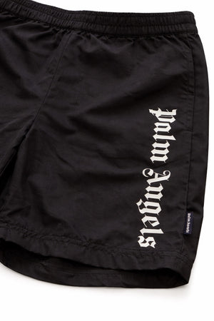 Costume boxer bambino Palm Angels nero in tessuto tecnico | ViaMonte Shop
