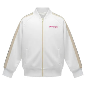 Felpa aperta bambina Palm Angels bianca in misto cotone | ViaMonte Shop
