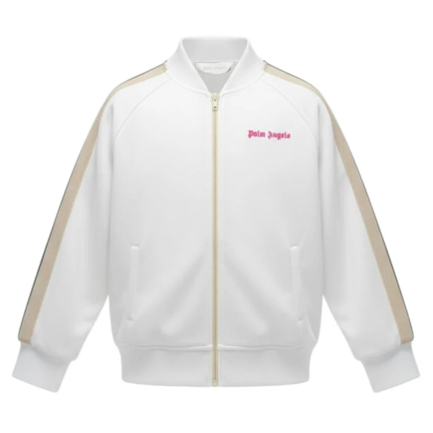 Felpa aperta bambina Palm Angels bianca in misto cotone | ViaMonte Shop