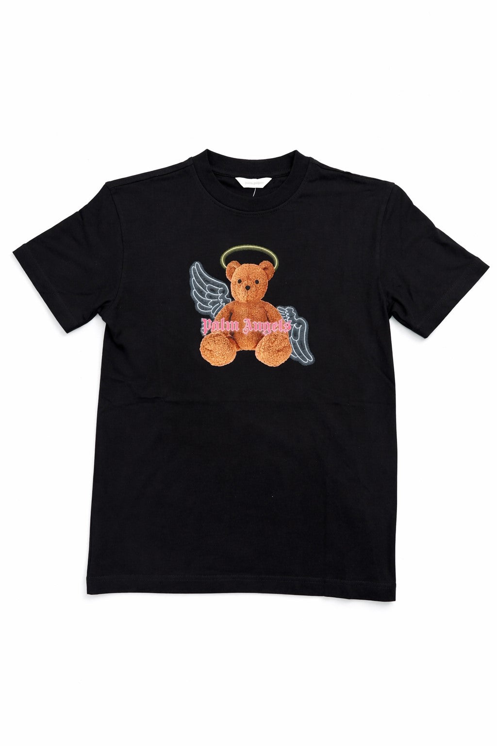 T-shirt bambina Palm Angels nera in jersey di cotone