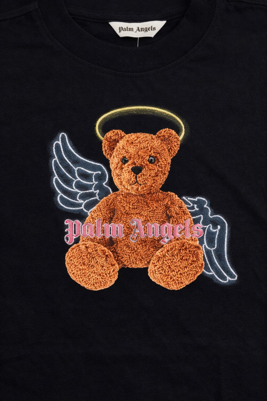 T-shirt bambina Palm Angels nera in jersey di cotone