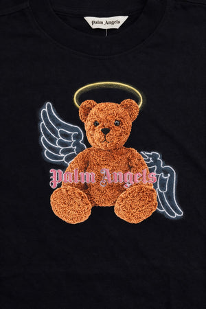 T-shirt bambina Palm Angels nera in jersey di cotone