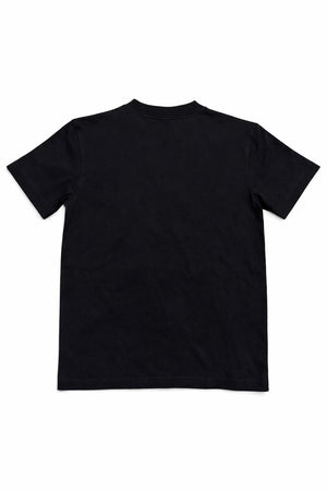 T-shirt bambina Palm Angels nera in jersey di cotone
