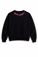 Felpa bambina Palm Angels nera in cotone