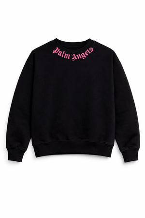 Felpa bambina Palm Angels nera in cotone