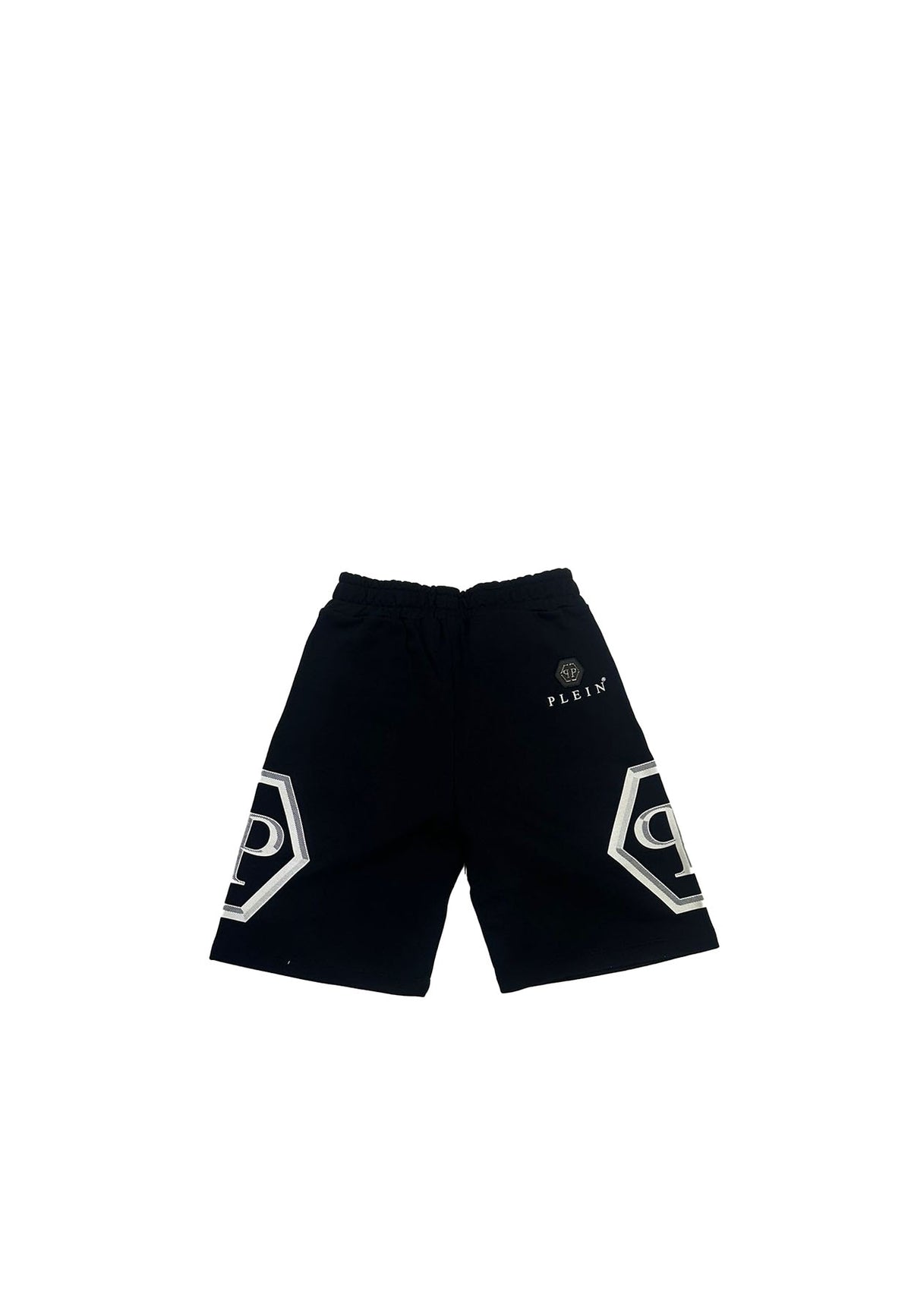 Bermuda bambino Philipp Plein nero in cotone garzato