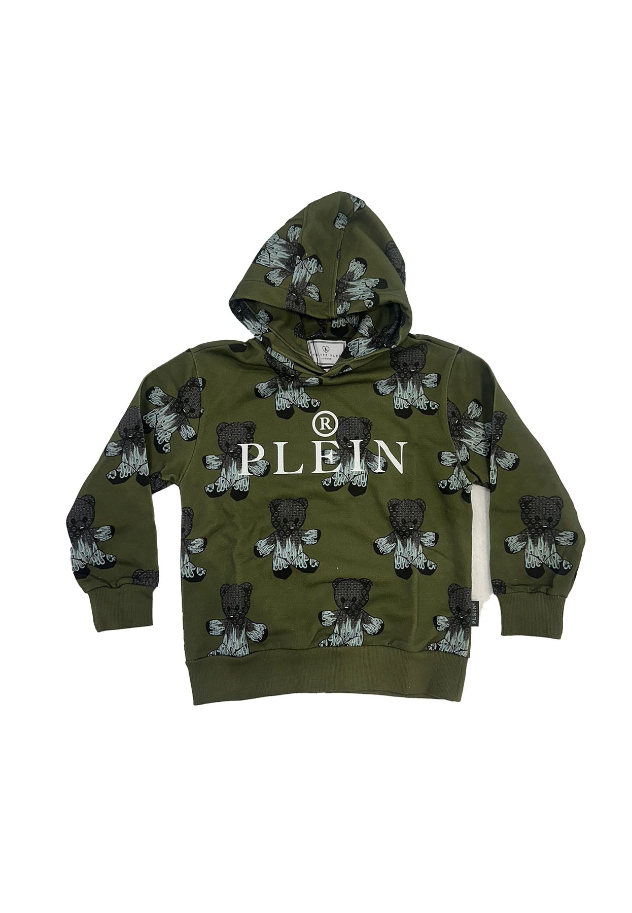 Felpa bambino Philipp Plein junior verde militare in cotone | ViaMonte Shop