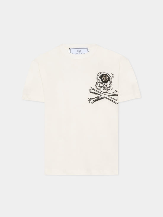 T-shirt bambino Philipp Plein junior bianca in jersey di cotone | ViaMonte Shop