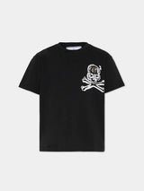 T-shirt bambino Philipp Plein junior nera in jersey di cotone | ViaMonte Shop