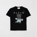 T-shirt bambino Philipp Plein junior nera in jersey di cotone | ViaMonte Shop