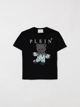 T-shirt bambino Philipp Plein junior nera in jersey di cotone | ViaMonte Shop