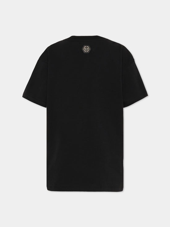 T-shirt bambina Philipp Plein junior nera in cotone | ViaMonte Shop