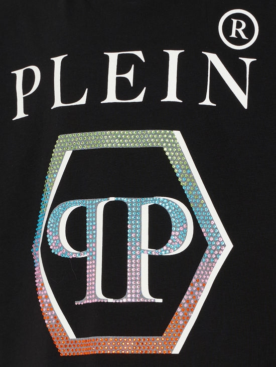 T-shirt bambina Philipp Plein junior nera in cotone | ViaMonte Shop