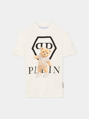 T-shirt bambina Philipp Plein junior bianca in jersey di cotone | ViaMonte Shop