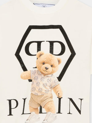 T-shirt bambina Philipp Plein junior bianca in jersey di cotone | ViaMonte Shop
