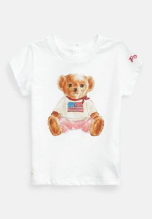 T-shirt neonata Ralph Lauren bianca in jersey di cotone | ViaMonte Shop