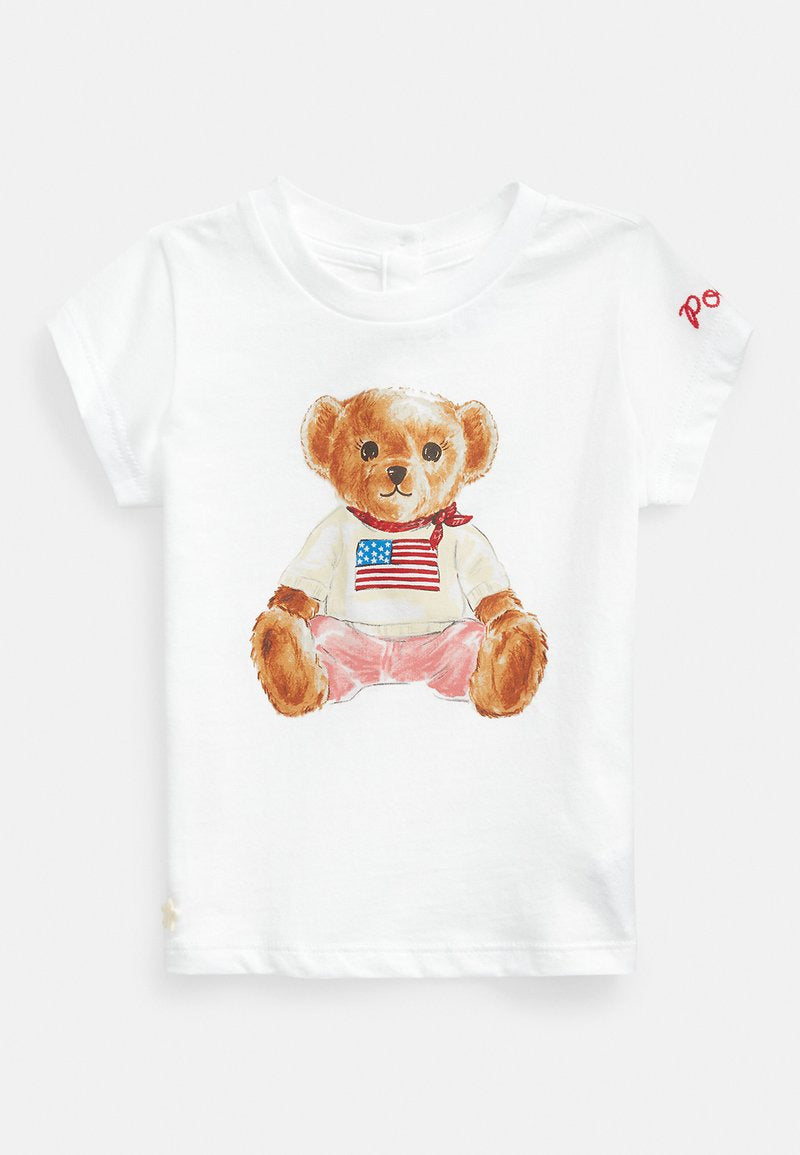 T-shirt neonata Ralph Lauren bianca in jersey di cotone | ViaMonte Shop