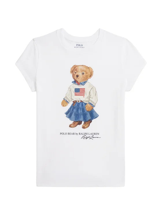 T-shirt bambina Ralph Lauren bianca in jersey di cotone | ViaMonte Shop