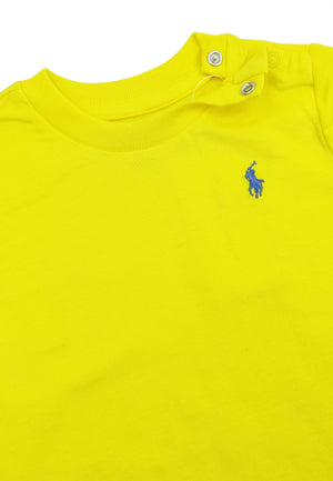T-shirt neonato Ralph Lauren gialla in cotone