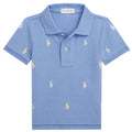 Polo neonato Ralph Lauren azzurra in piquet di cotone | ViaMonte Shop