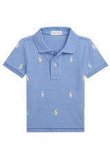 Polo neonato Ralph Lauren azzurra in piquet di cotone | ViaMonte Shop