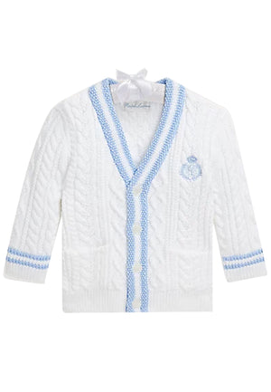 Cardigan neonato Ralph Lauren bianco in cotone | ViaMonte Shop